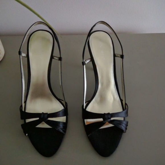 NINE WEST "Reedy" Slingback Black Satin Sandals 9M - Picture 4 of 5